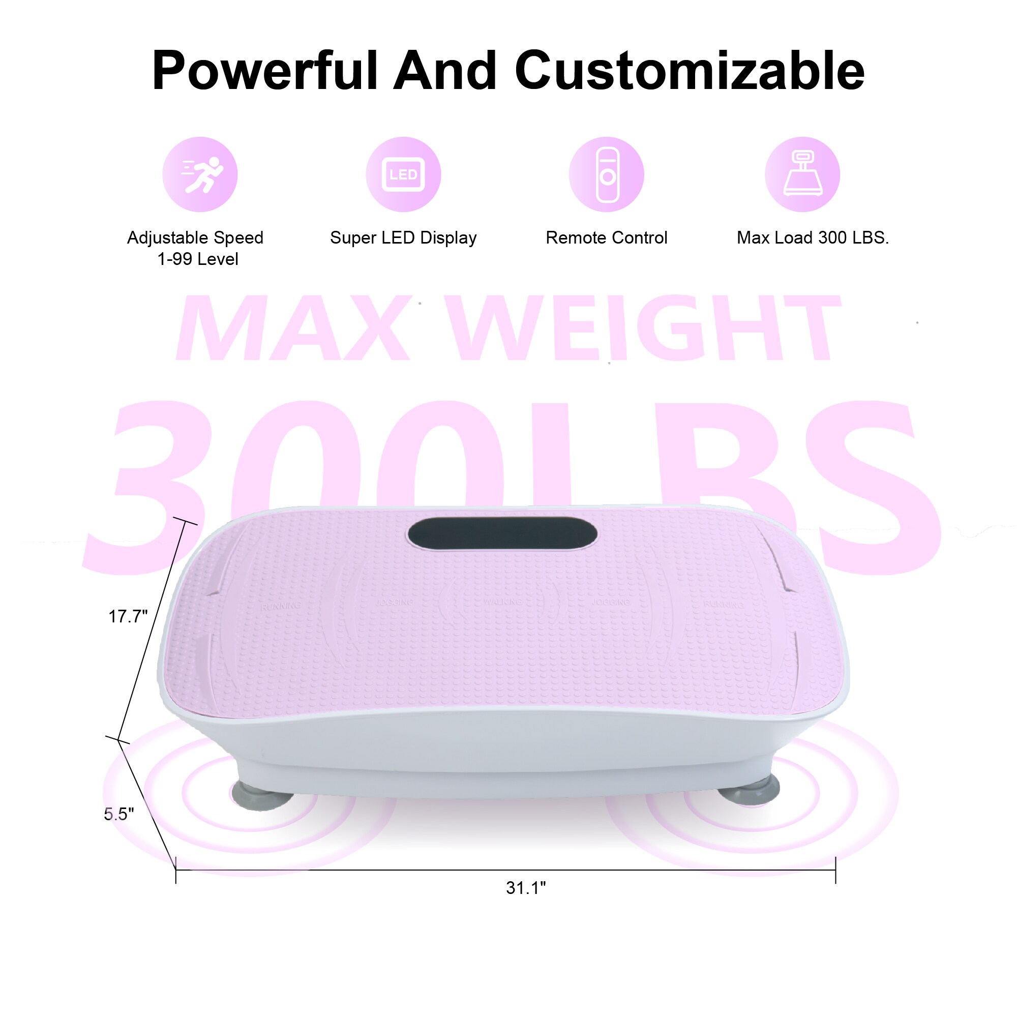 Silent Vibration Platform Crazy Fitness Massage 10-Frequency Weight Loss & Fat Burner Body Shaking Machine For Unisex Pink_voghion.com